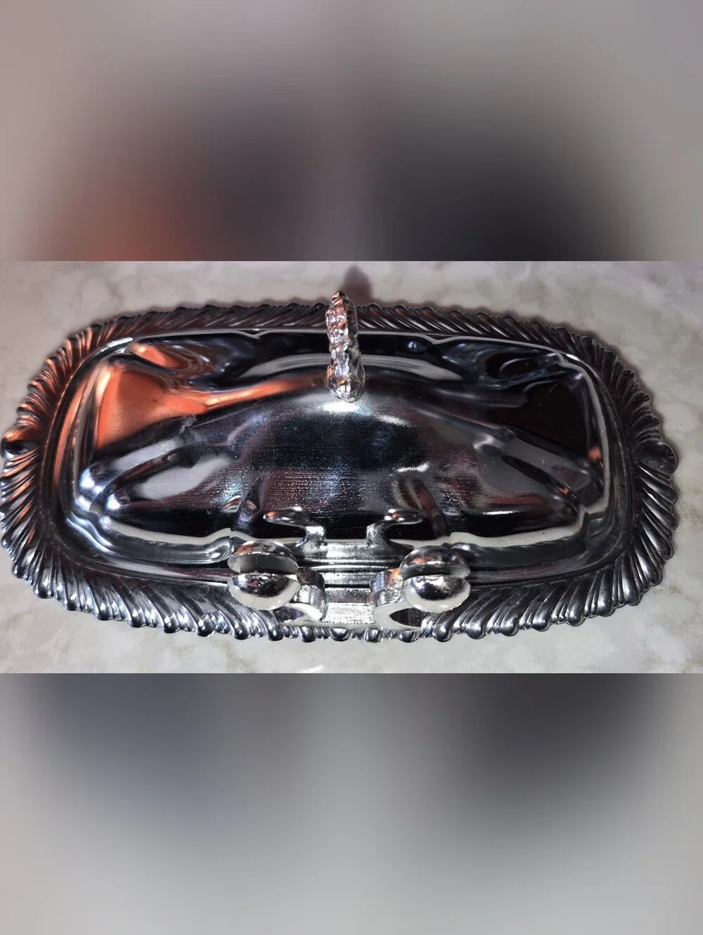 Vintage mid-Century silver-plated covered butter dish, Made By Shelton-Ware